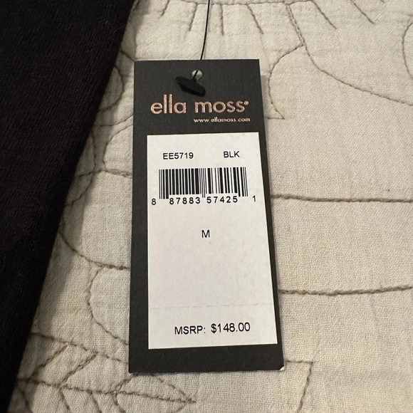 NWT Ella Moss 3/4 Sleeve Black Perforated Lightweight Sweater - Picture 6 of 9